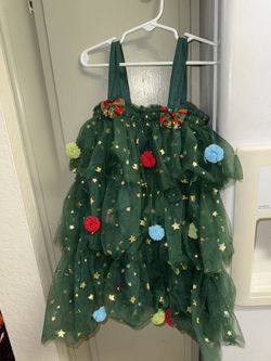 Girls Christmas Tree Dress Size 4-6