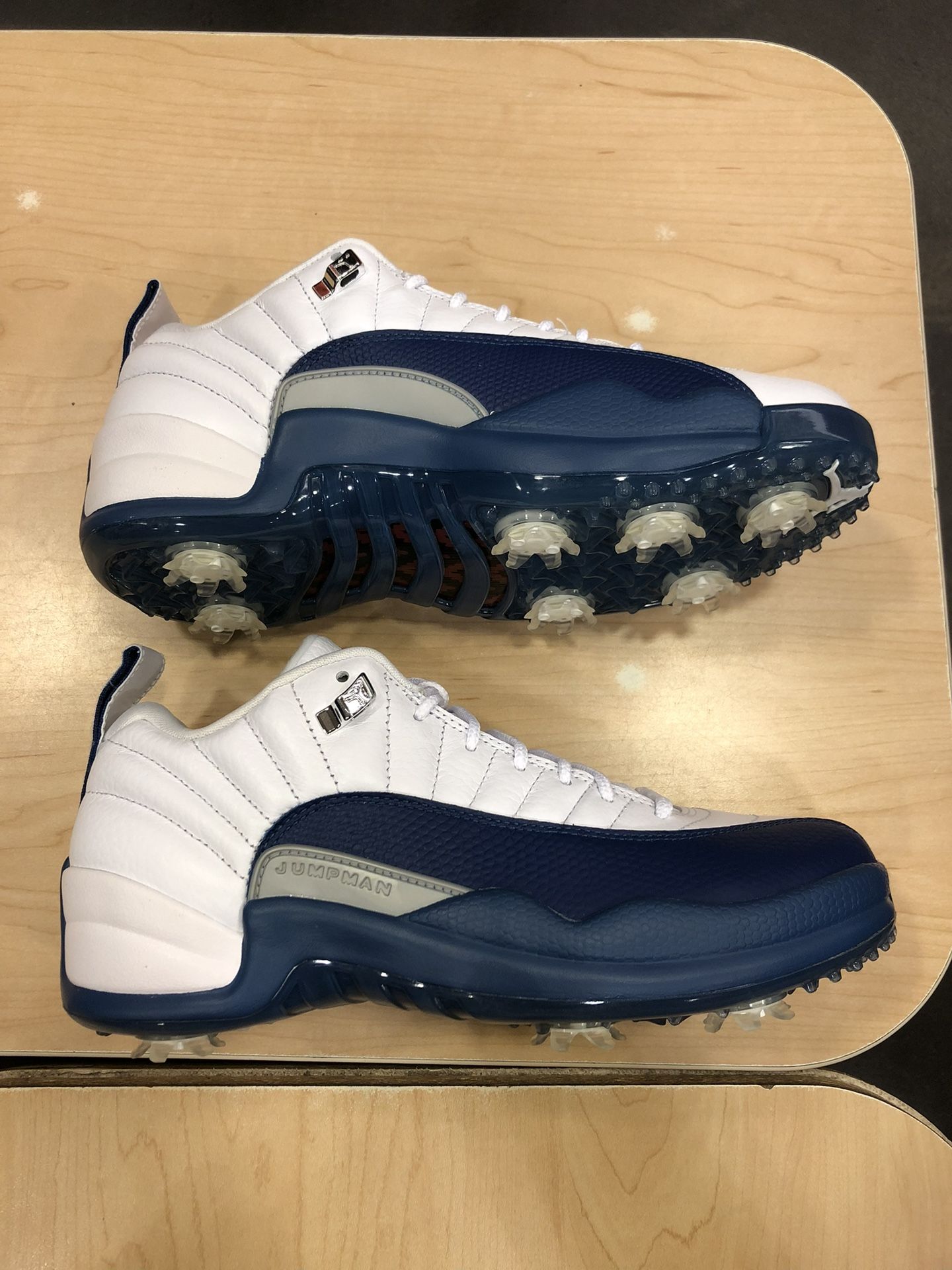 New Nike Air Jordan 12 Low Golf Shoes Cleats White French Blue Men’s 7.5, Women’s 9