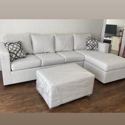 White Greyish Sectional With Ottoman Brand NEW ¡¡IN STOCK!!