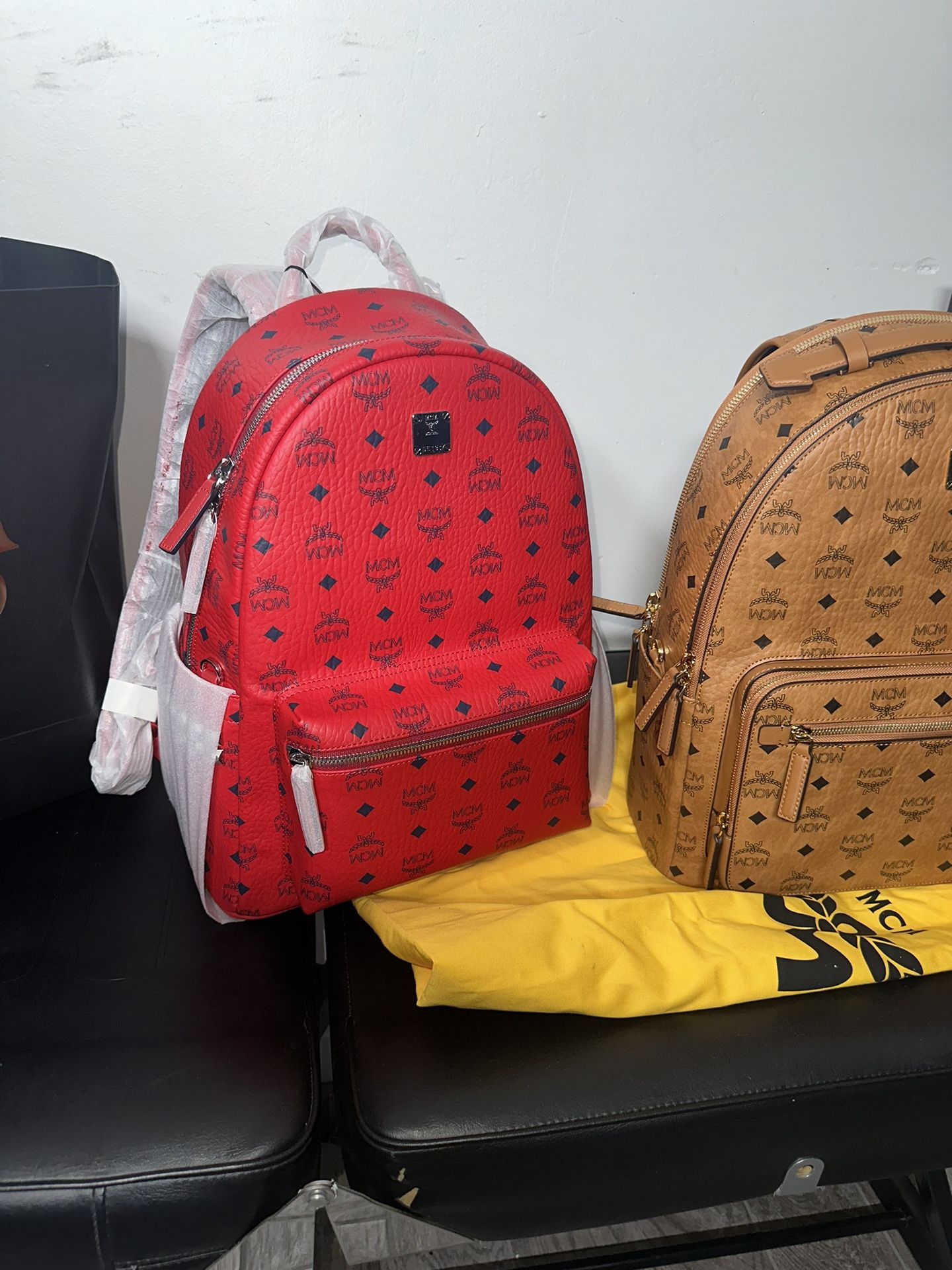 MCM Red Visetos Backpack New