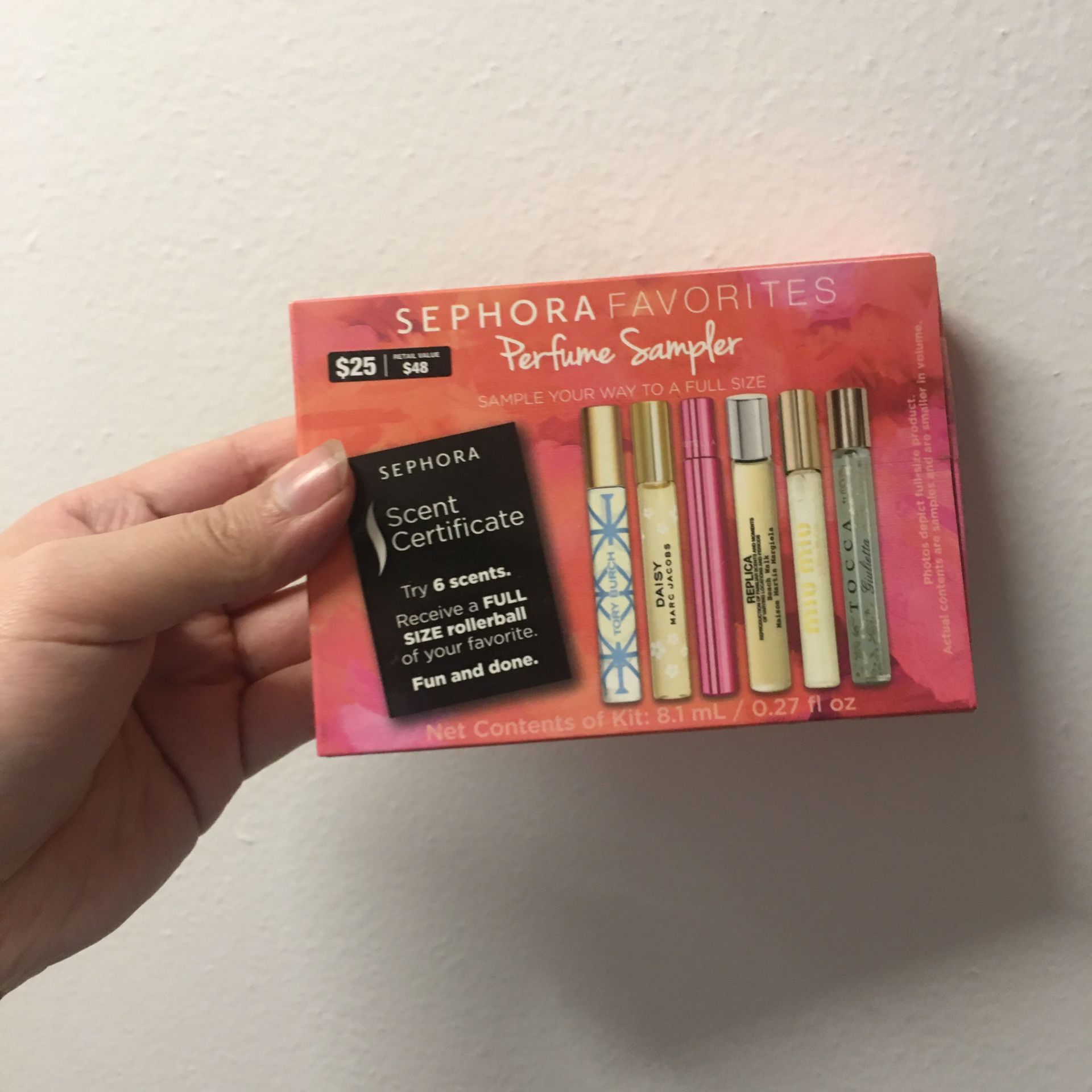 SEPHORA FAVORITES Perfume Travel Sampler with CERTIFICATE card 6 Scent 1 roller