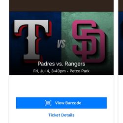 4th OF JULY GAME : Padres Vs Rangers FRIDAY (7/4)