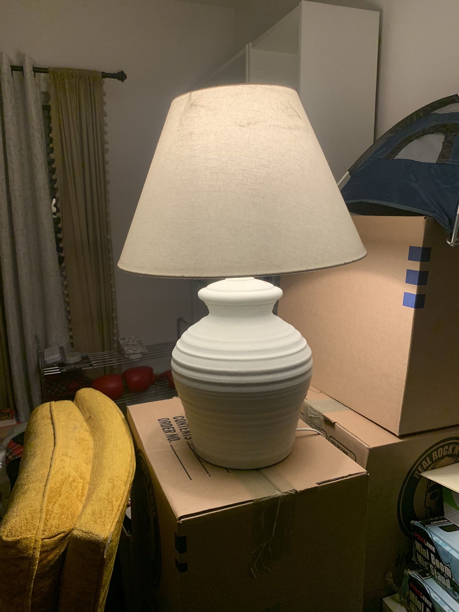 80’s Vintage White Plaster Postmodern Lamp, $65