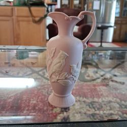 Vintage bisque ceramic or porcelain pitcher