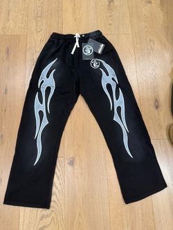 Hellstar Black Flame Graphic Sweatpants