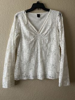 White Lace Long Sleeve Blouse