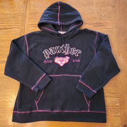 VINTAGE PINK PANTHER FLEECE HOODED SWEATSHIRT,  WOMEN'S M