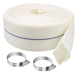 2 INCHES X 164 FT POOL BACKWASH HOSE HEAVY DUTY DRAIN DISCHARGE HOSE LAYFLAT GARDEN HOSE WITH 2 CLAMPS 