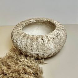 Rustic terracotta concrete bowl planter vase natural finish