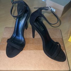 Black Open Toe With Straps Heels 