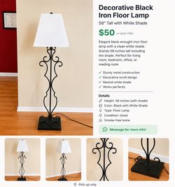 Decorative Black Iron Floor Lamp