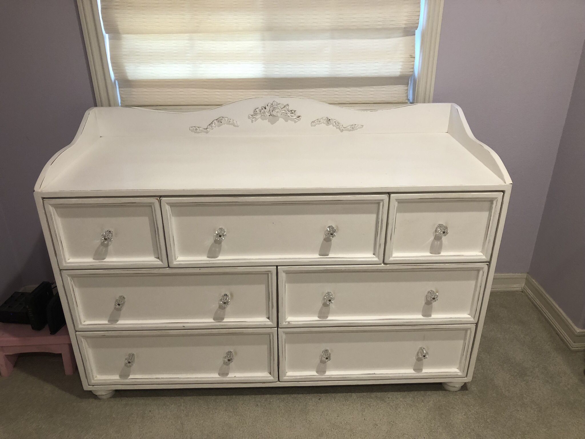 Shabby Chic White Dresser, Bookcase And Nightstand