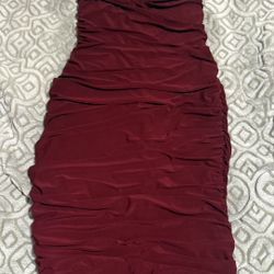 Burgundy Ruched Mindi Bodycon Dress 