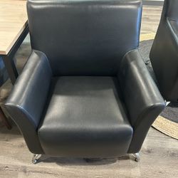 Black Leather Sofa Set 