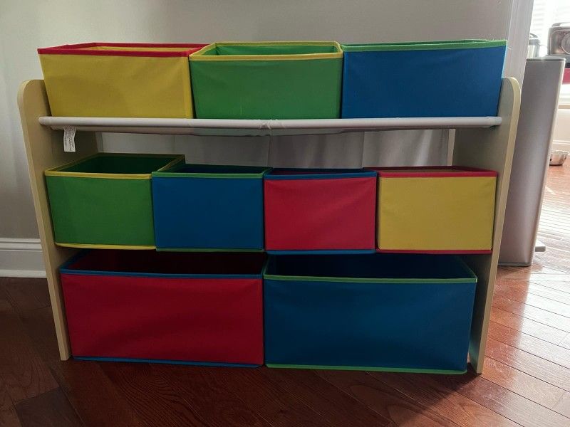 Colorful Kids Toy Organizer With 9 Storage Bins