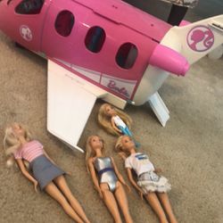Large Barbie Doll Pink Airplane $ 4 Dolls 