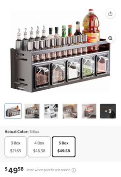 Stainless Steel Kitchen Spice Rack Organizer Wall Mount/Countertop 5 Grids