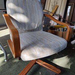 Natural Oak Wood Armchair Desk Chair Swivel Chair Rolling Chair