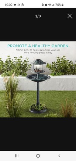 New Solar Lighted Outdoor Pedestal Bird Bath w/ Planter, Decorative Bird Cage..free 10lb Bag Of Bird Feed With Purchase