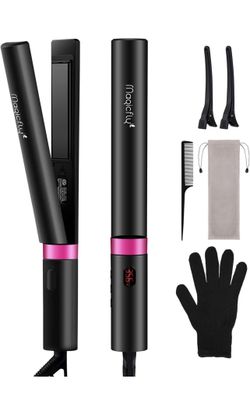 New Hair Straightener Flat Iron with Ceramic Tourmaline Ionic, Magicfly Hair Iron Straightening and Curling Iron with Adjustable Temp, Instant Heat