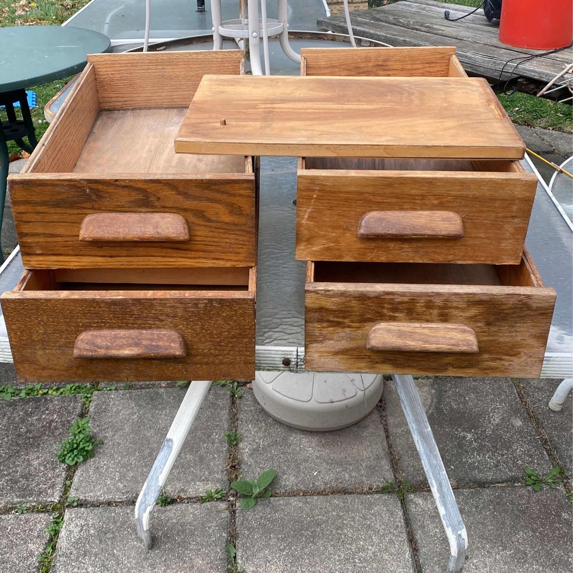 Antique Solid Oak Desk and Drawing Boards 