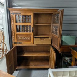 Solid Wood Carved Hutch 