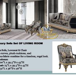 ‏ Sofa Set OF LIVING ROOM  ‏Includes Sofa, Loveseat & Chair 