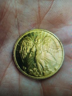 Vintage rare Double sided guardian angel coin/gold religious prayer coin