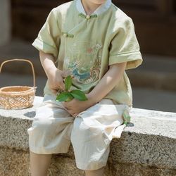 Kids Traditional Chinese Hanfu Outfit – Green – Size 110 (3–4T)