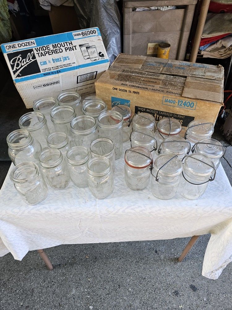 Large Group Of Ball Canning Jars ! 49 - Total ! Two Boxes New ! 