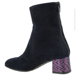 Ron White Odelia Square Toe Booties Shoes French Navy US 9 / EU 39.5 RETAIL $595 MADE IN ITALY
