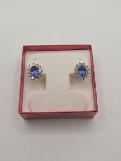 14k white gold diamond tanzanite earrings