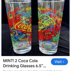 Set Of (6)  Rainbow Coca Cola Glasses Vintage $50