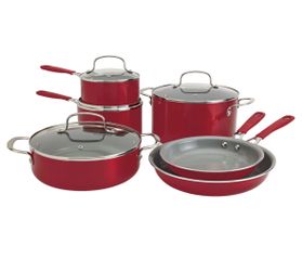 The Big One 10-pc. Silicone Ceramic Cookware Set New with Tags Red