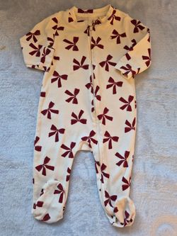 Baby Gap, Baby Girl, Footed Zip-Up Sleeper Bow Print, 6-9 Mo