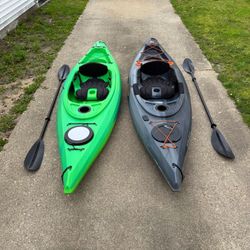 Premium Kayak Package-Like-New Sun Dolphin Kayaks (Angler 10 + 10ft) w/ New REI Paddles