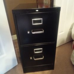 2 Drawer Black Metal File Cabinet