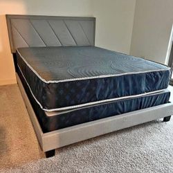 Queen Size Complete Bed Set - Frame, Headboard, Mattress & Box Spring - COD Available