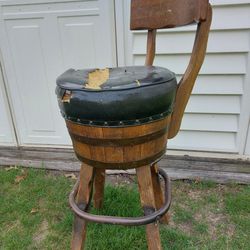 Antique Vintage Barrel Bar Stool Project Piece