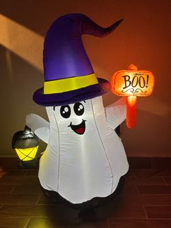 Halloween Inflatable Ghost with Witch Hat