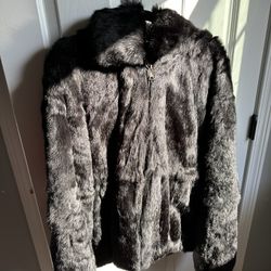 Real Rabbit Fur Bomber Jacket