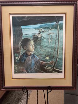 Wai Ming Signed Lithograph "The Bright Eyes and the Wind Chime" Print 91 of 350
