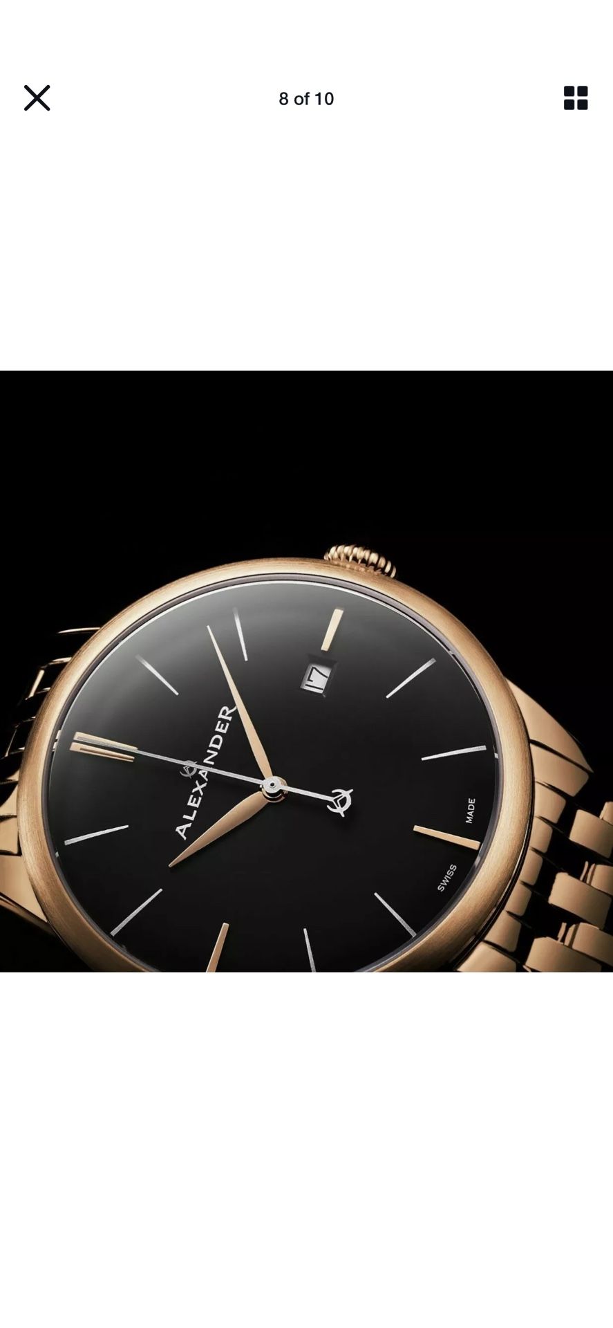 Alexander Men's Rose Gold Stainless Steel Link Bracelet Quartz Watch