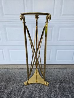 Vintage Italian Madison Jansen Brass Pedestal Tall Stand / Table Mid-Century Modern Hollywood Regency
