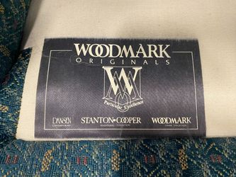 WOODMARK ORIGINALS Green and Gold Fabric Wing Back Arm Chair