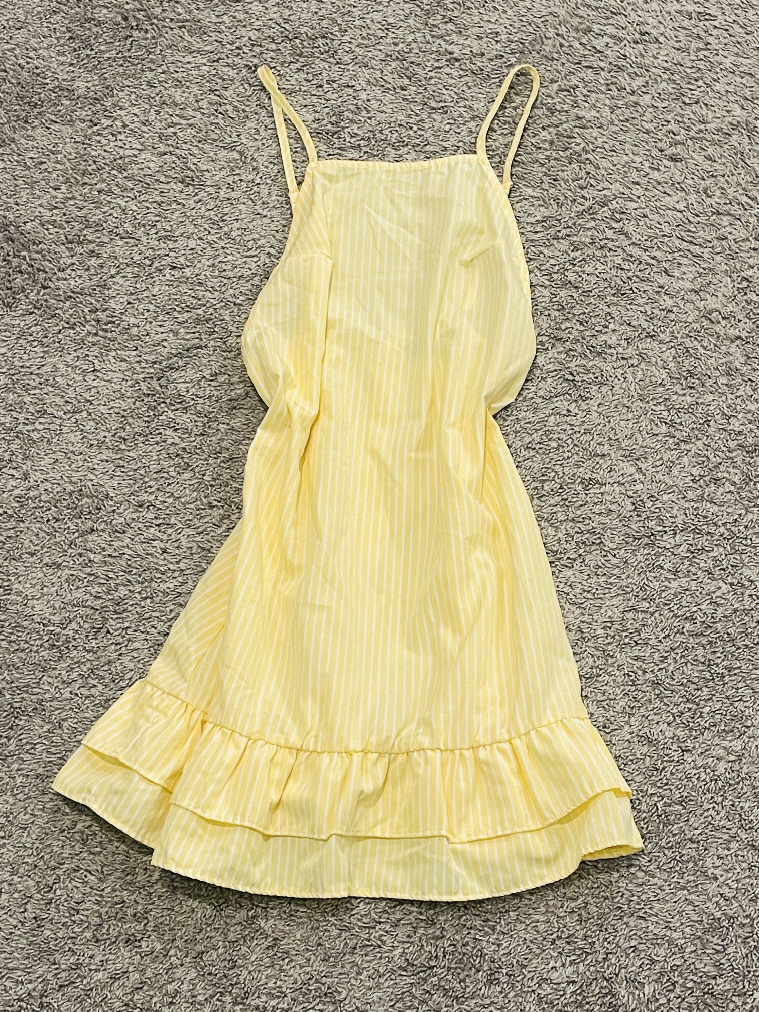 Pretty Little Thing Yellow And White Striped Dress Size 2