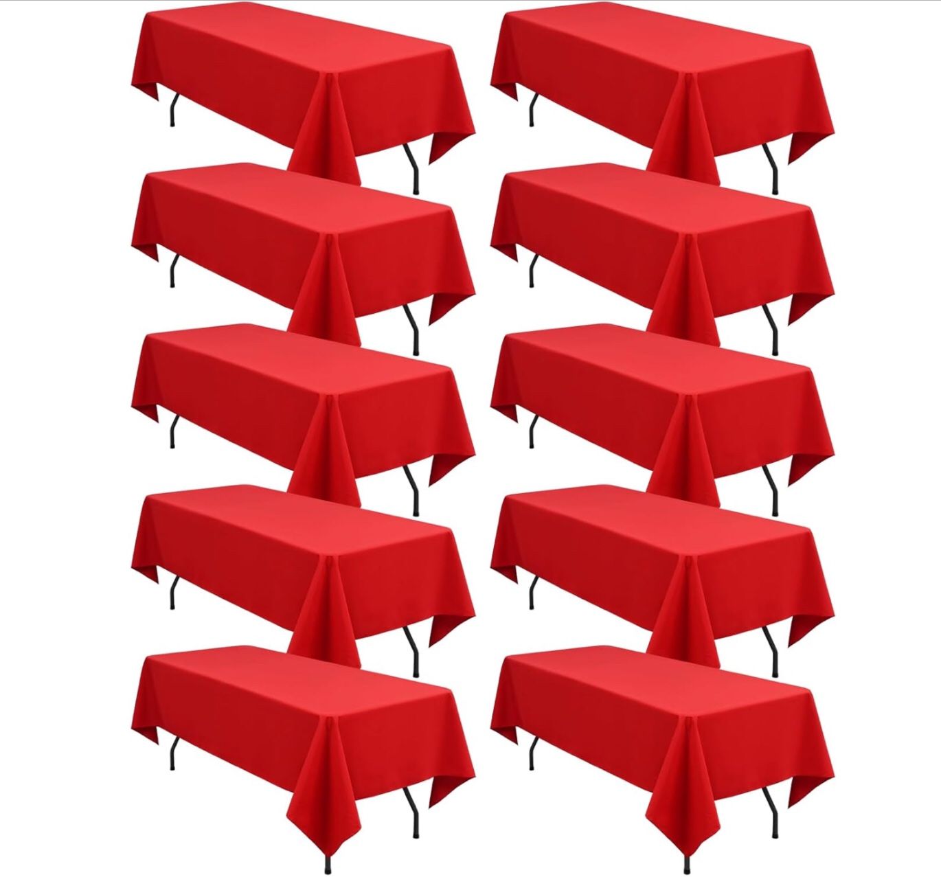 $35 Red 60x60inches 10 Pack Tablecloth, Red Polyester Tablecloth Stain and Wrinkle Resistant Washable Fabric Table 