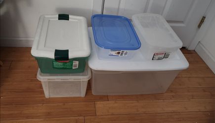 5 Bin Containers with Lids(10pieces): Sterilite Storage Bin Container 58QT/55L,  20QT/19L , 6QT/5.L Rubbermaid 12QT/11.3L, 6QT/5.7L