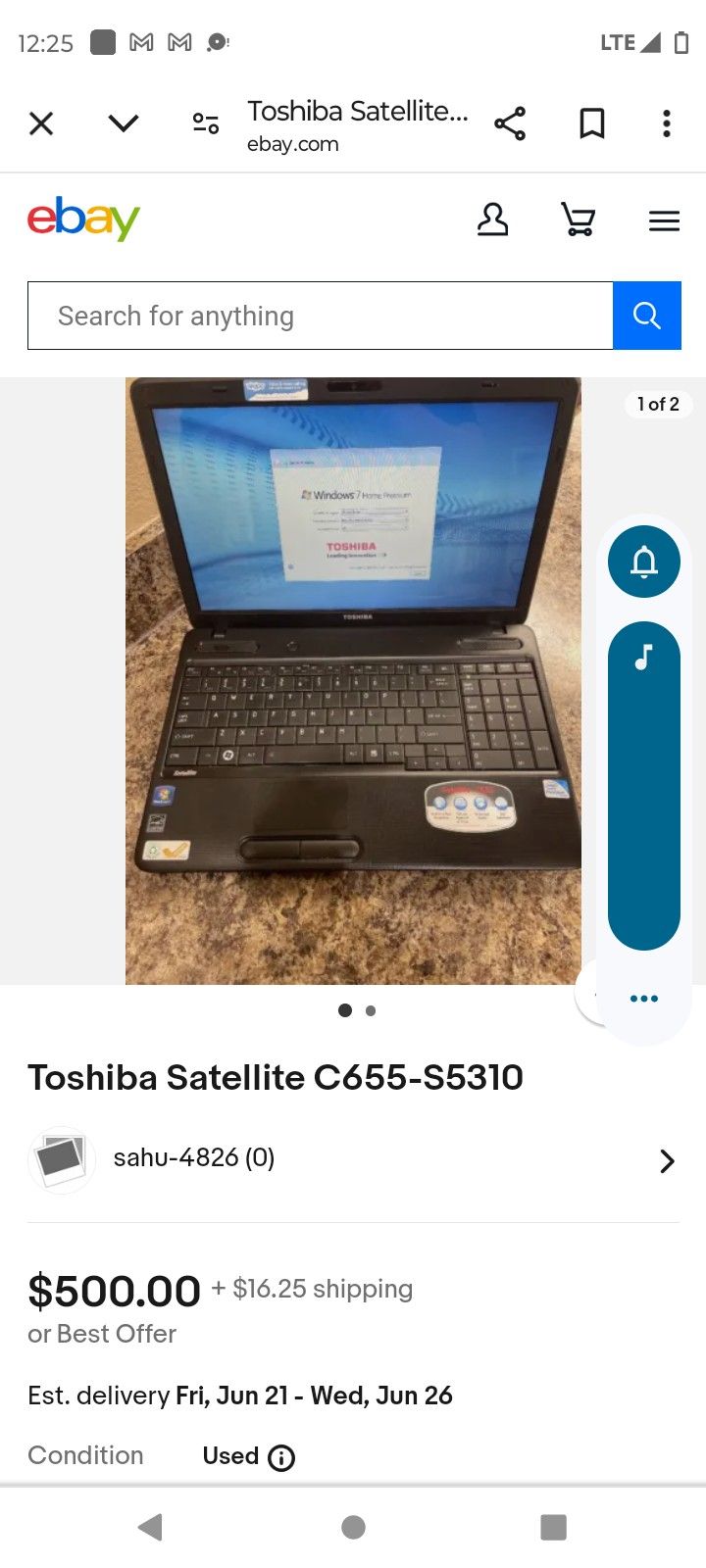 Toshiba Laptop In Like New Condition
