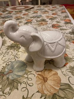 White Ceramic Elephant Figurine